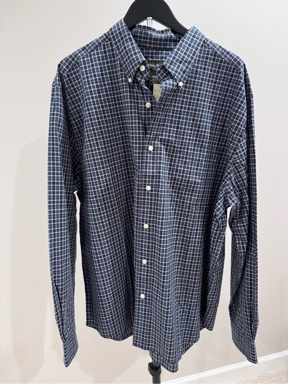 Eddie Bauer Classic Navy Grid Button-Down Shirt - Men